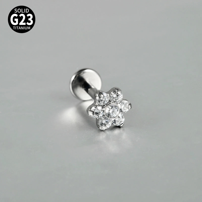 2 Pieces 3 Pieces Lip Rings Casual Elegant Vacation Triangle Flower G23 Titanium Zircon Zircon 18K Gold Plated Lip Rings Ear Cartilage Rings & Studs
