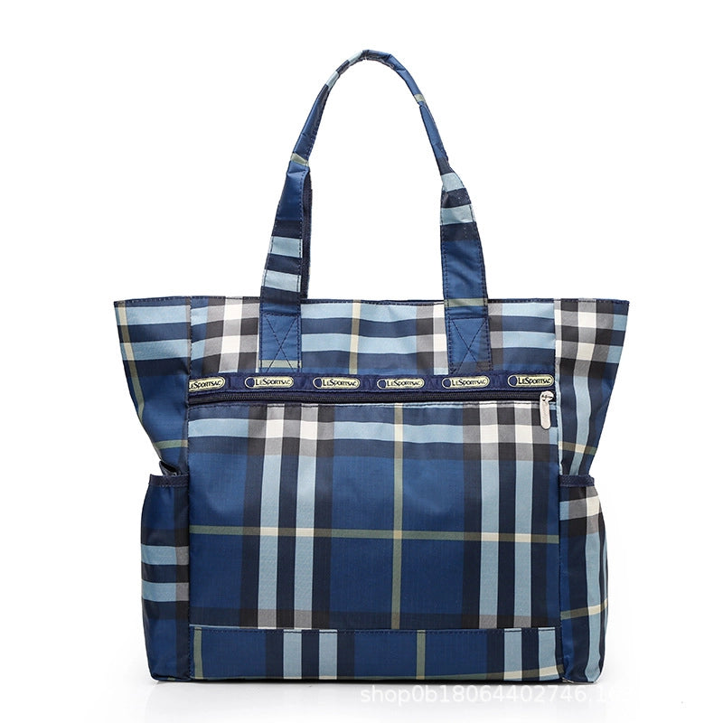 Women's Large Oxford Cloth Printing Classic Style Square Zipper Shoulder Bag