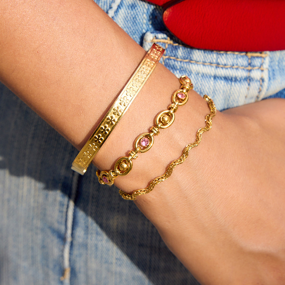 Stainless Steel Jewelry Bracelet For Girls Hot-Selling Titanium Steel Sand Gold