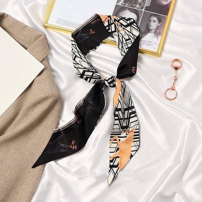 Women's Lady Geometric Satin Silk Scarf
