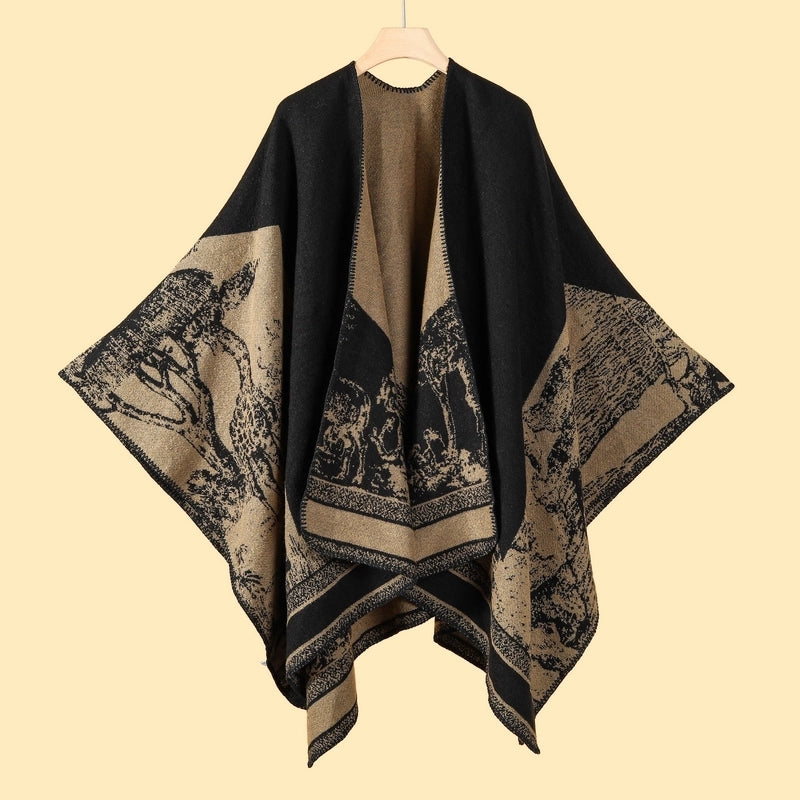 Women's Retro Graffiti Polyester Acrylic Oil Painting Shawl