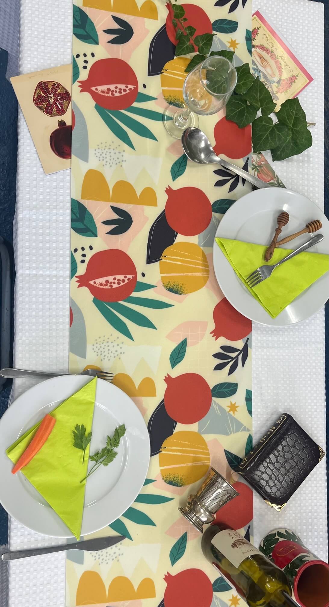 Whimsical Pomegranates Vinyl Table Runner