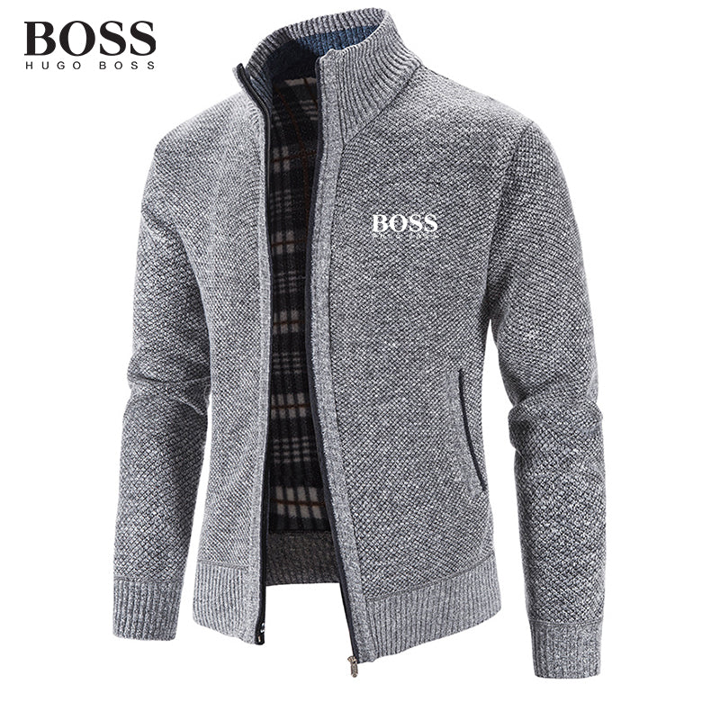 BOSS Men Band Collar External Trench Coat