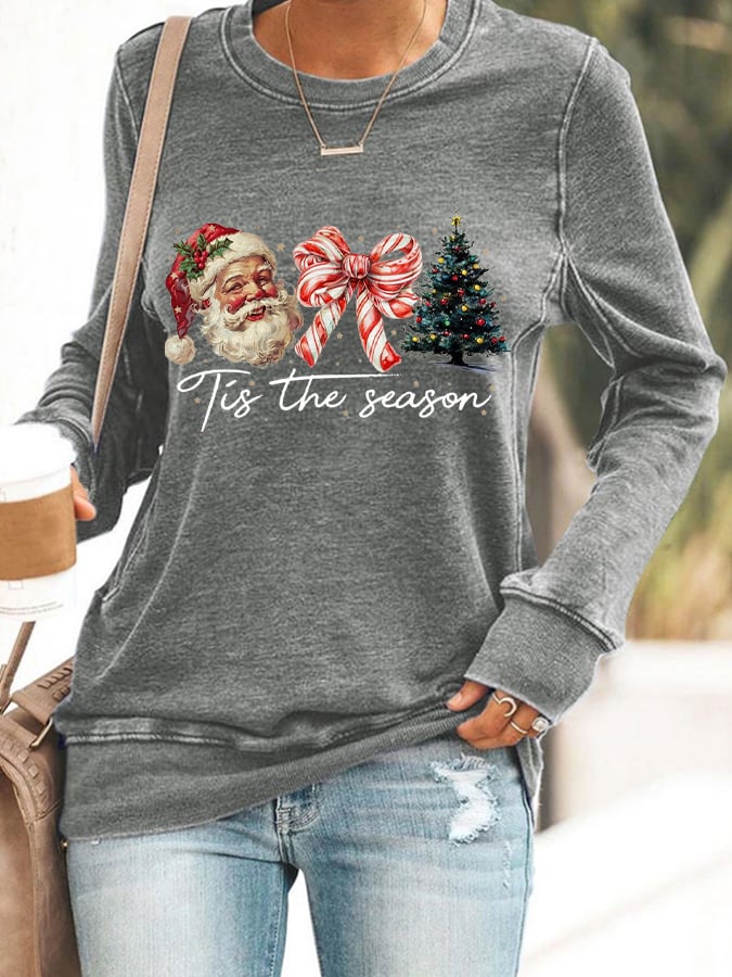 Women's Christmas Season Printed Round Neck Raglan Short Sleeve T-Shirt