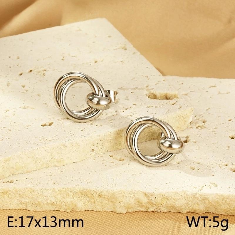 1 Pair Minimalist Circle 304 Stainless Steel 18K Gold Plated Ear Studs