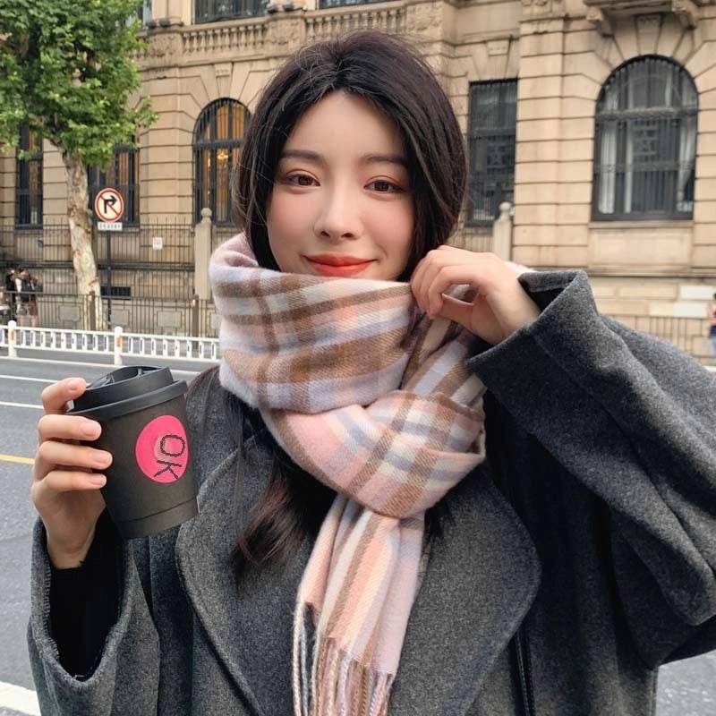 Thickened Long Autumn And Winter Cashmere Scarf Winter Explosions Women's Multi-color Warm-keeping Men's Plaid Tassel Shawl