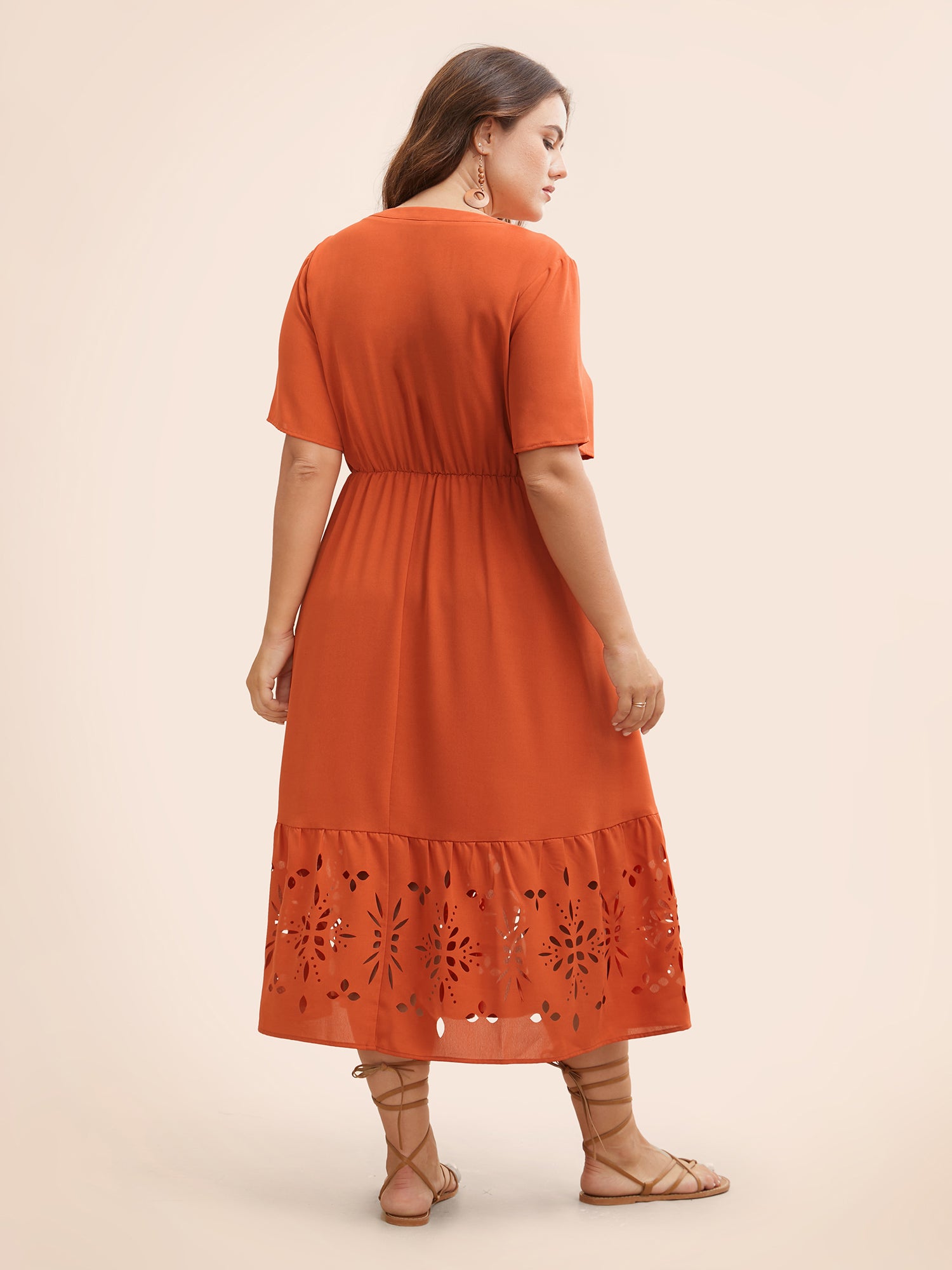 Solid Laser Cut Tie Knot Dress