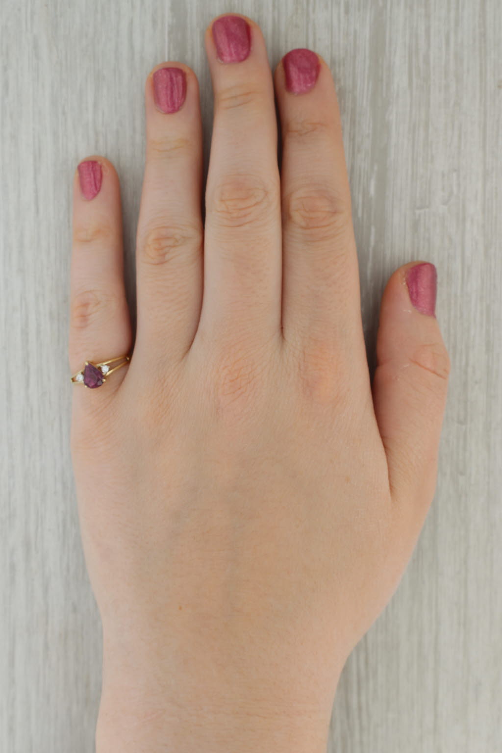 1.35ctw Pear Ruby Diamond Ring 14k Yellow Gold Size 6.5