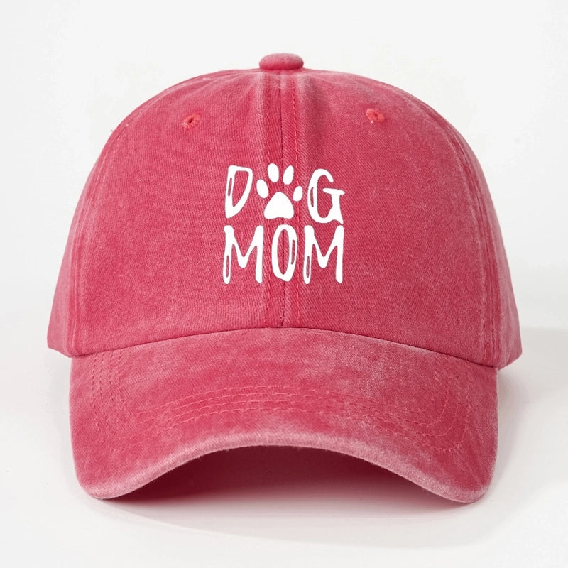 Hot Hat Printing DOG MOM Custom Washed Baseball Cap Men's And Women's Outdoor Sunscreen Soft Top Cap