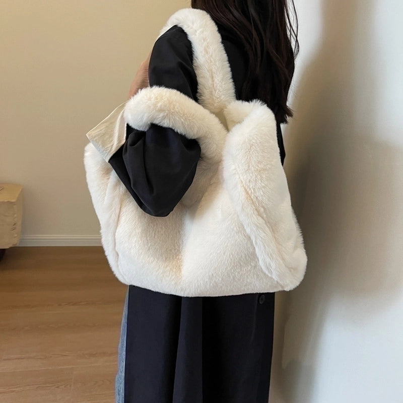 Women's Medium Autumn&winter Pu Leather Solid Color Classic Style Bucket Magnetic Buckle Underarm Bag