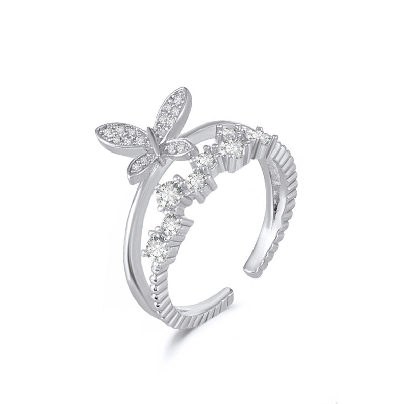 Lady Fashion Shiny Devil's Eye Heart Shape Flower Copper Plating Inlay Artificial Rhinestones Artificial Pearls Zircon Open Ring Rings