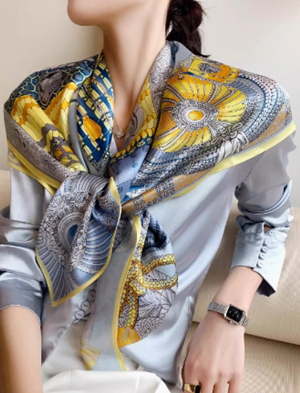 Women's Elegant Minimalist Printing Silk Printing Silk Scarf