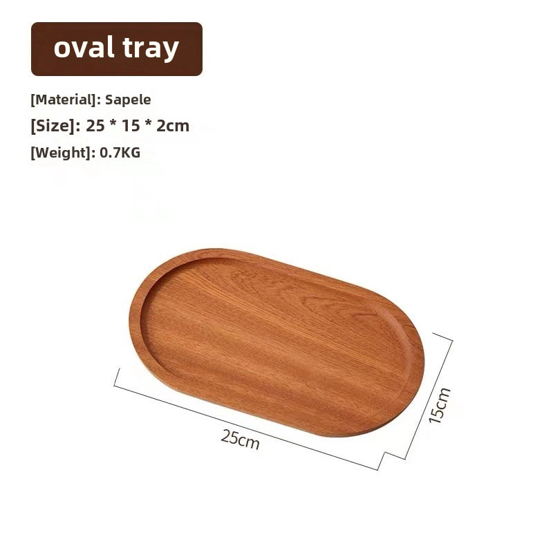 Oval Wooden Tray Solid Wood Rectangular Plate Black Walnut Afternoon Tea Coffee Tray Exquisite Small Tray