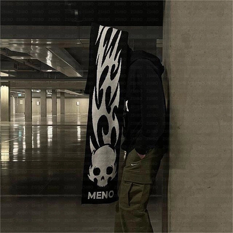 Men's Hip-hop Retro Color Block Acrylic Printing Scarf