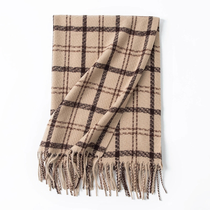 Warm Artificial Cashmere Scarf Plaid Student Couple Winter Thicken Thermal Scarf