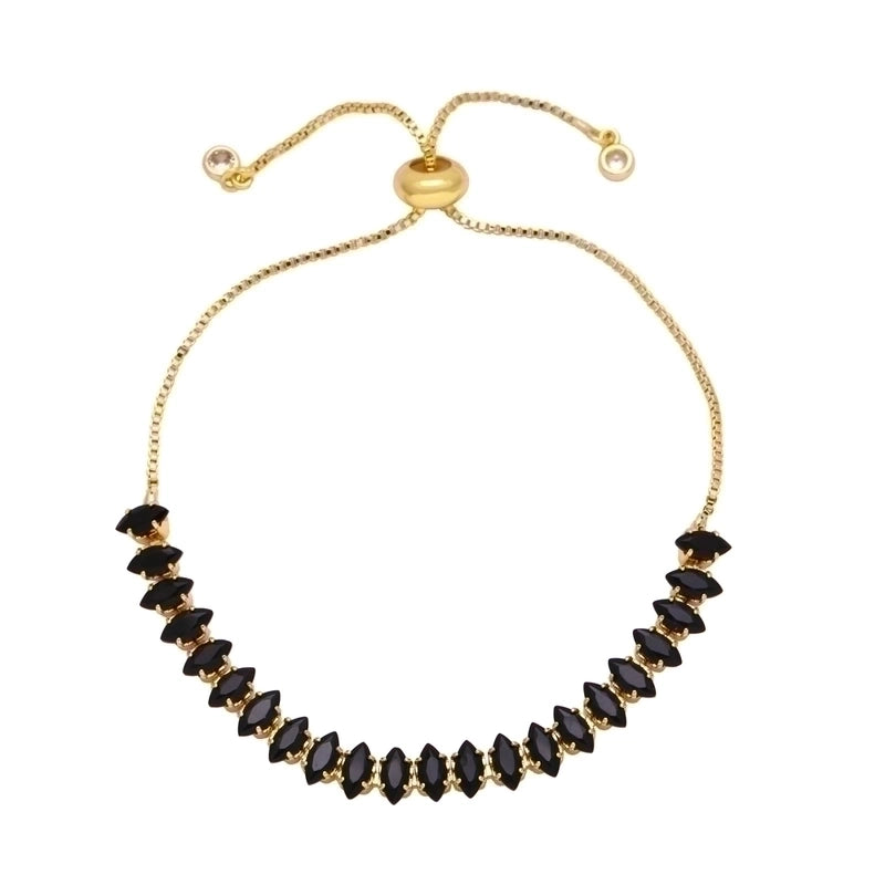 1 Piece Minimalist Leaf Copper Plating Inlay Zircon Bracelets