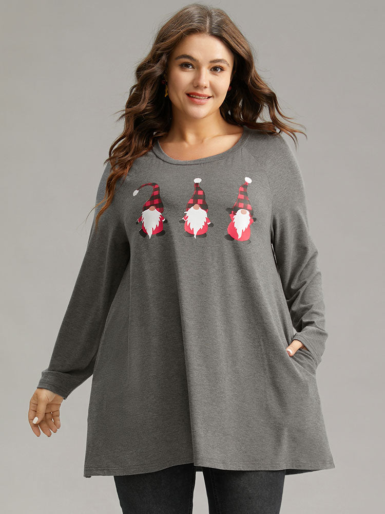 Santa Claus Print Long Sleeve T-shirt