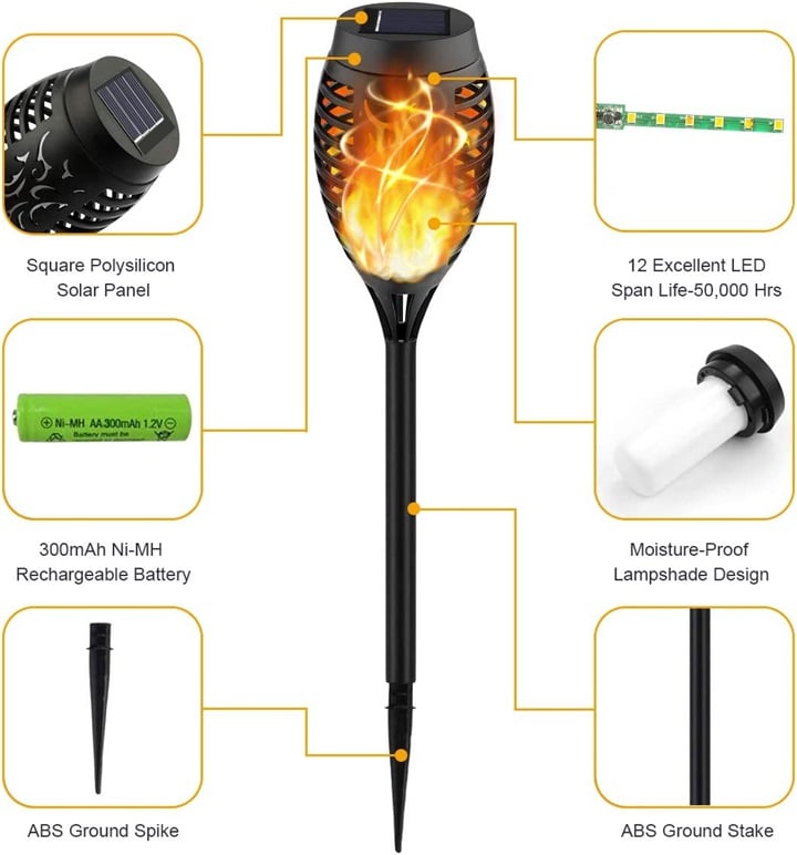 🔥Christmas Sale 60%Off- Solar LED Flame Lights Outdoors