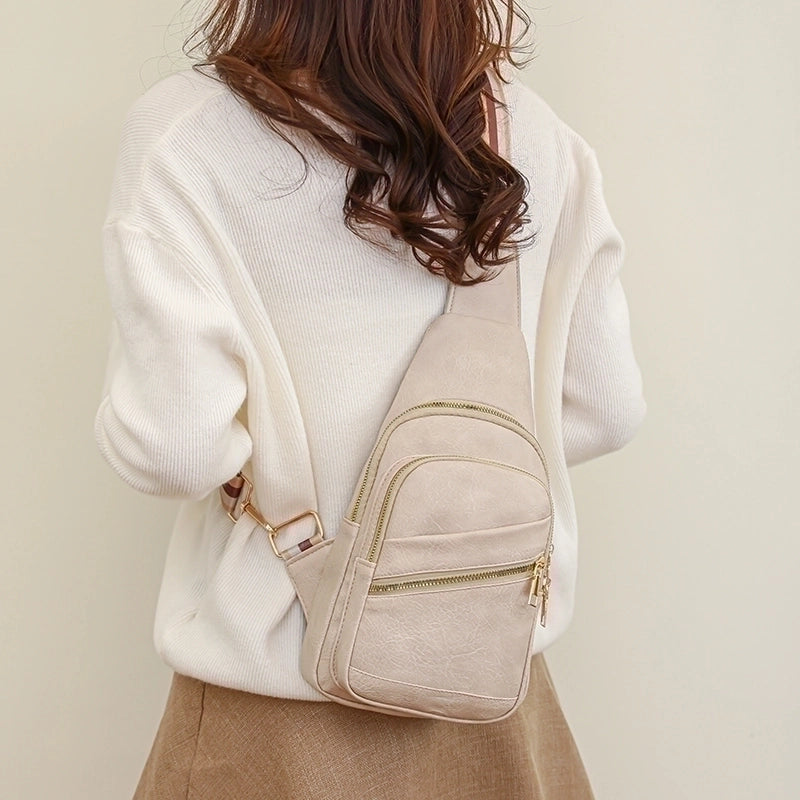 Women's Sports Solid Color Pu Leather Waist Bags