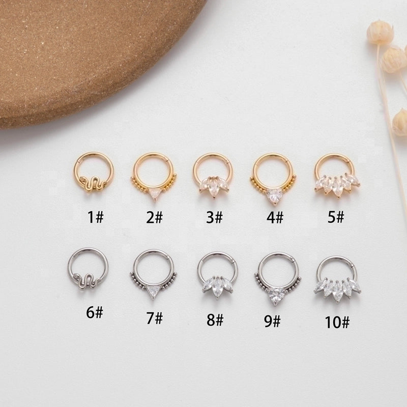 1 Piece Nose Rings & Studs Punk Solid Color 316L Stainless Steel  Copper Plating Inlay Zircon