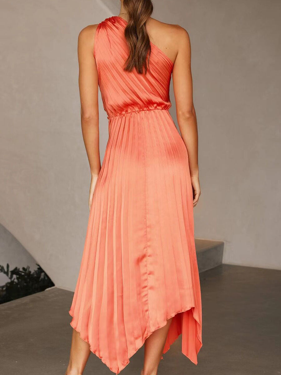 Solid Color Pleated Dress(7 Colors)