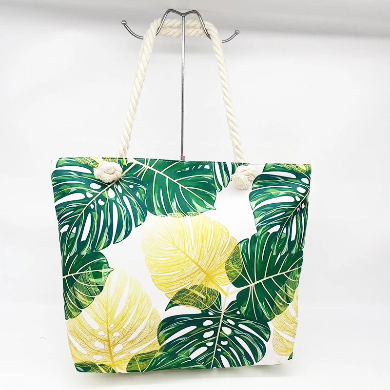 Women's Large Canvas Floral Elegant Streetwear Square Zipper Shoulder Bag