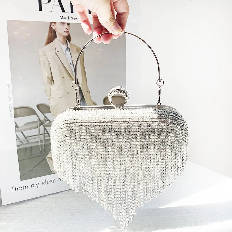 Rhinestone Solid Color Chain Square Evening Bags