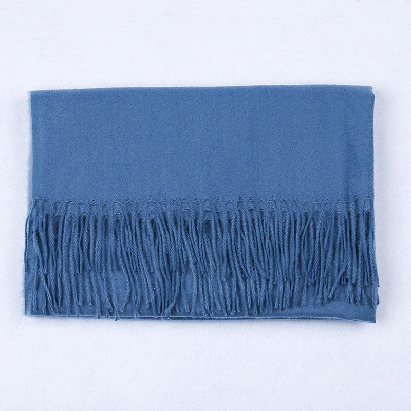 Cashmere Solid Color Scarf Women's Autumn And Winter 220g Explosions Barbed Hair Padded Travel Warm Tassel Shawl