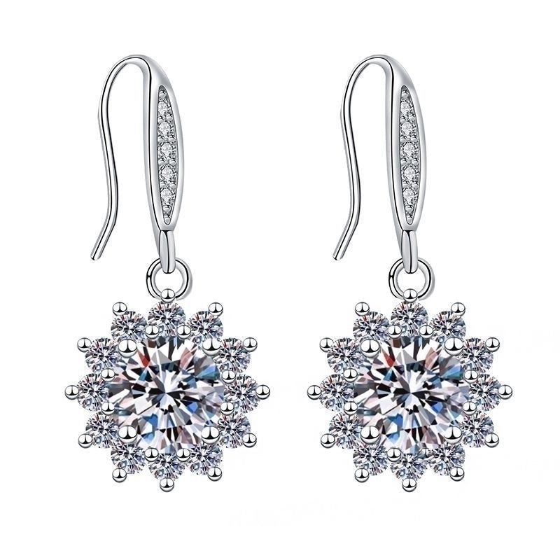 1 Pair Sweet Minimalist Round Heart Shape Bow Knot Plating Inlay Copper Zircon Silver Plated Drop Earrings
