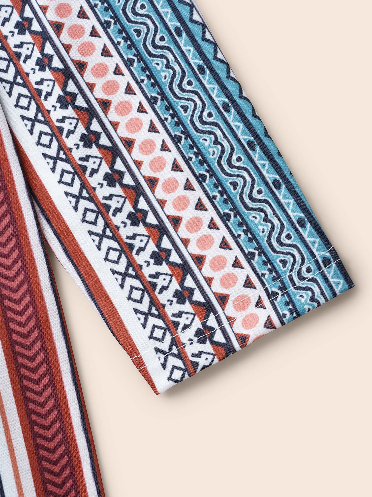 Bandana Striped V Neck Midi Dress