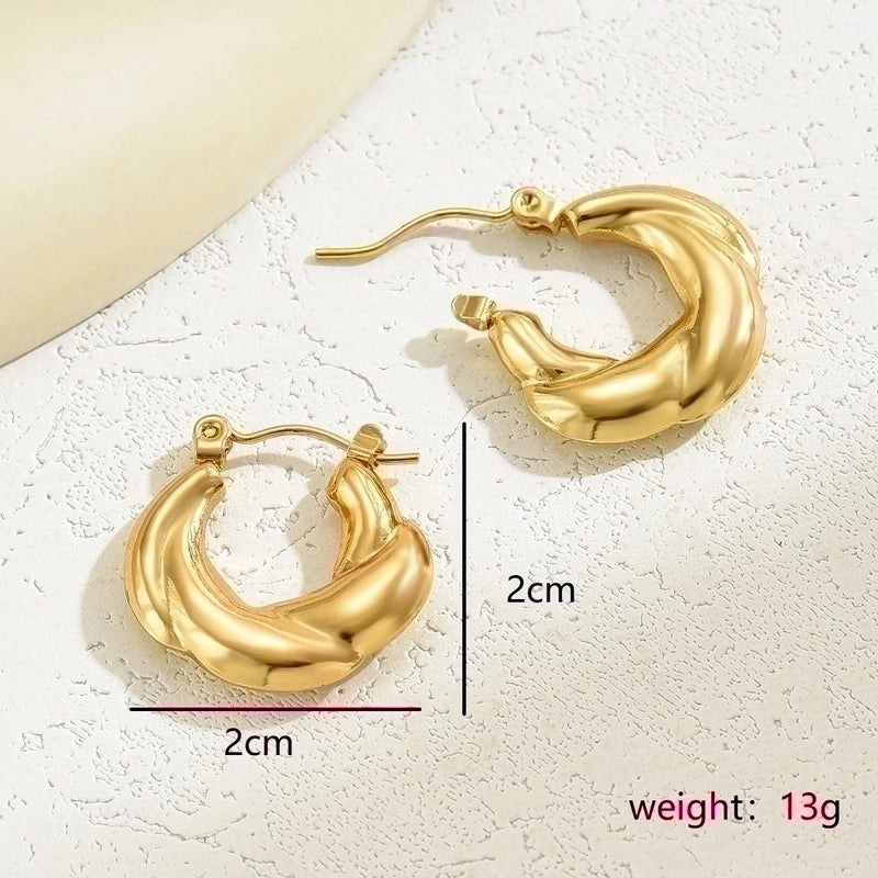 1 Pair Ig Style Minimalist Twist Irregular Plating Stainless Steel 18k Gold Plated Earrings