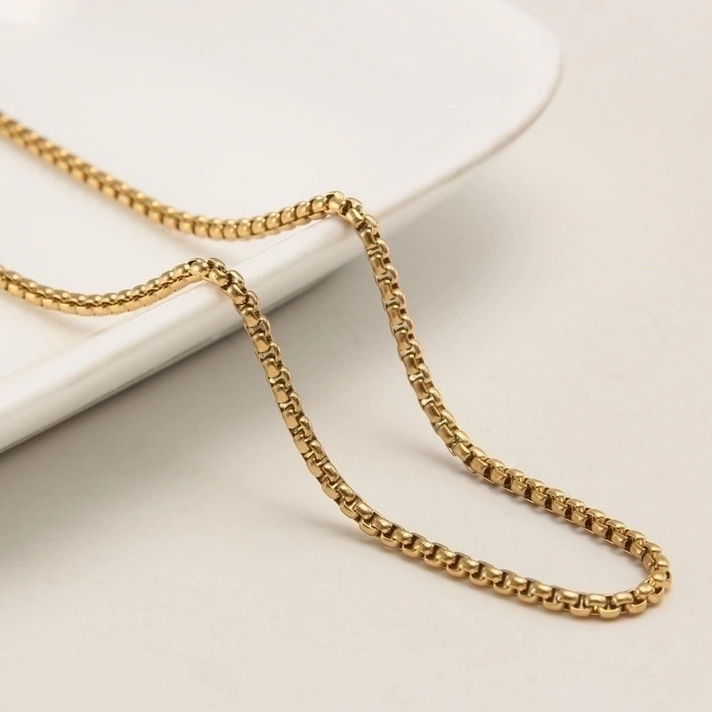 Casual Hip-Hop Minimalist Solid Color 304 Stainless Steel 18K Gold Plated Plating Stainless Steel Necklaces