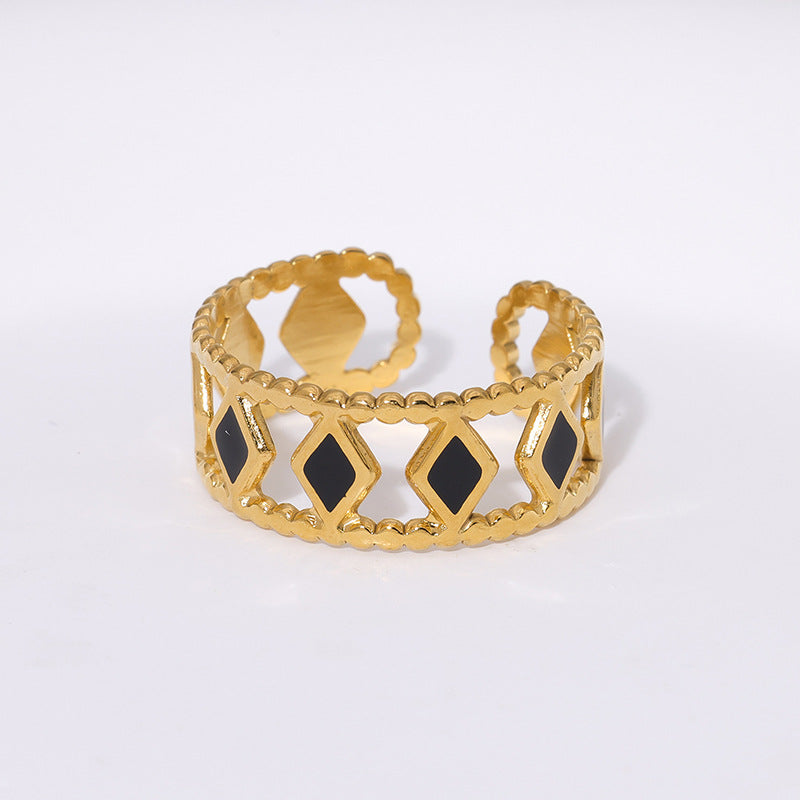 Open Ring Minimalist Quadrilateral Geometric Stainless Steel Electroplating Rings