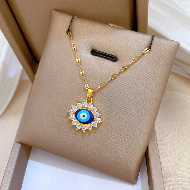 Oval Eyes Banquet Wedding Necklace Female Versatile Clavicle Chain Titanium Steel Chain