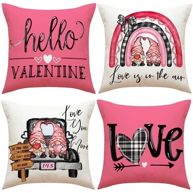 Cute Retro Heart Shape Linen Pillow Cases