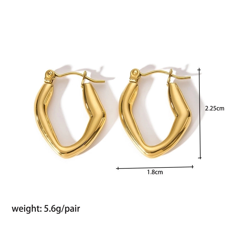 1 Pair Modern Style Round Heart Shape 304 Stainless Steel 18K Gold Plated Hoop Earrings