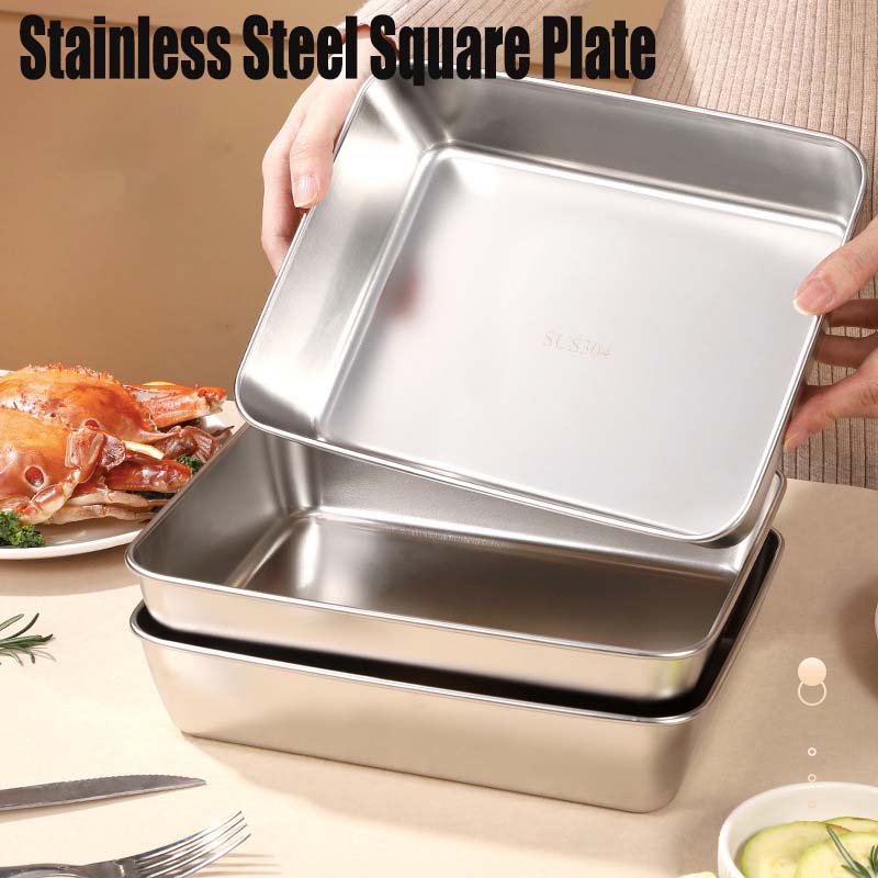 🔥 Stainless Steel Square PlateWith Lid
