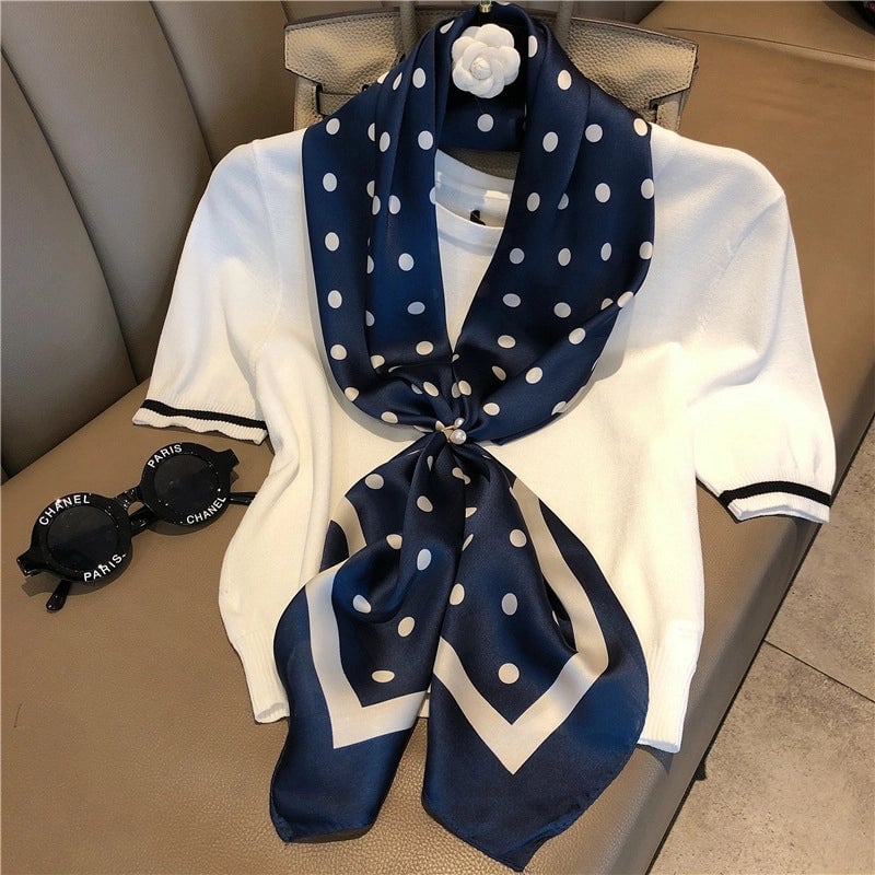 Women's Elegant Vacation Stripe Flower Polyester Silk Scarf