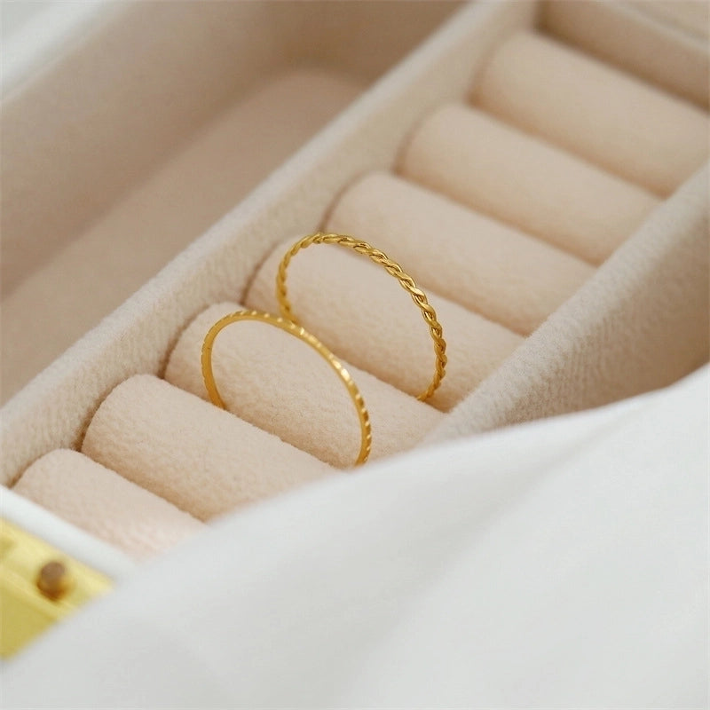 Minimalist Classic Style Solid Color Titanium Steel Rings In Bulk