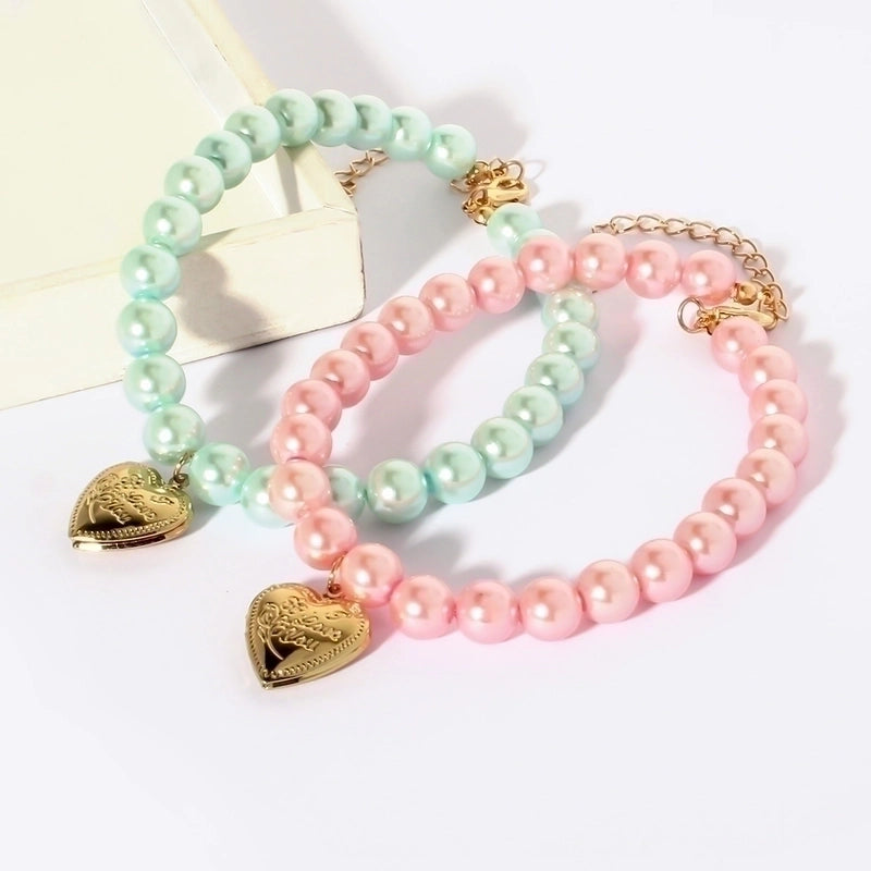 Ig Style Cute Plastic Heart Shape Beaded Pet Collar