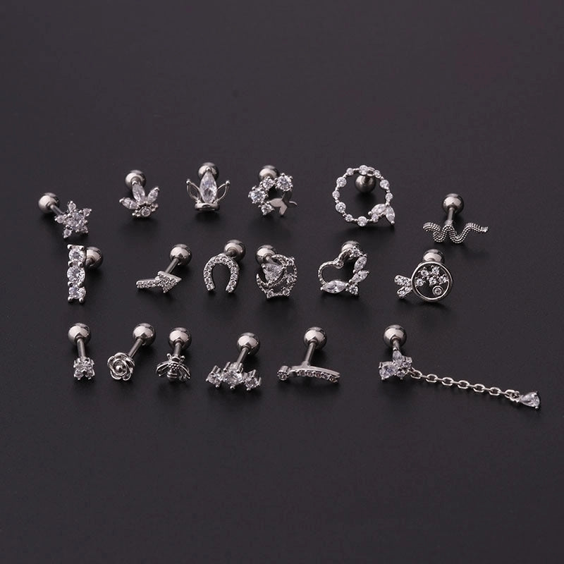Ear Cartilage Rings & Studs Fashion Geometric Copper Plating Artificial Gemstones
