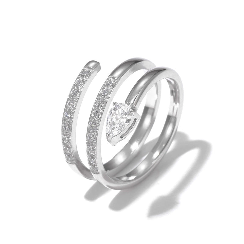 Exaggerated Luxurious Commute Snake 304 Stainless Steel Zircon White Gold Plated Gold Plated Inlay Rings