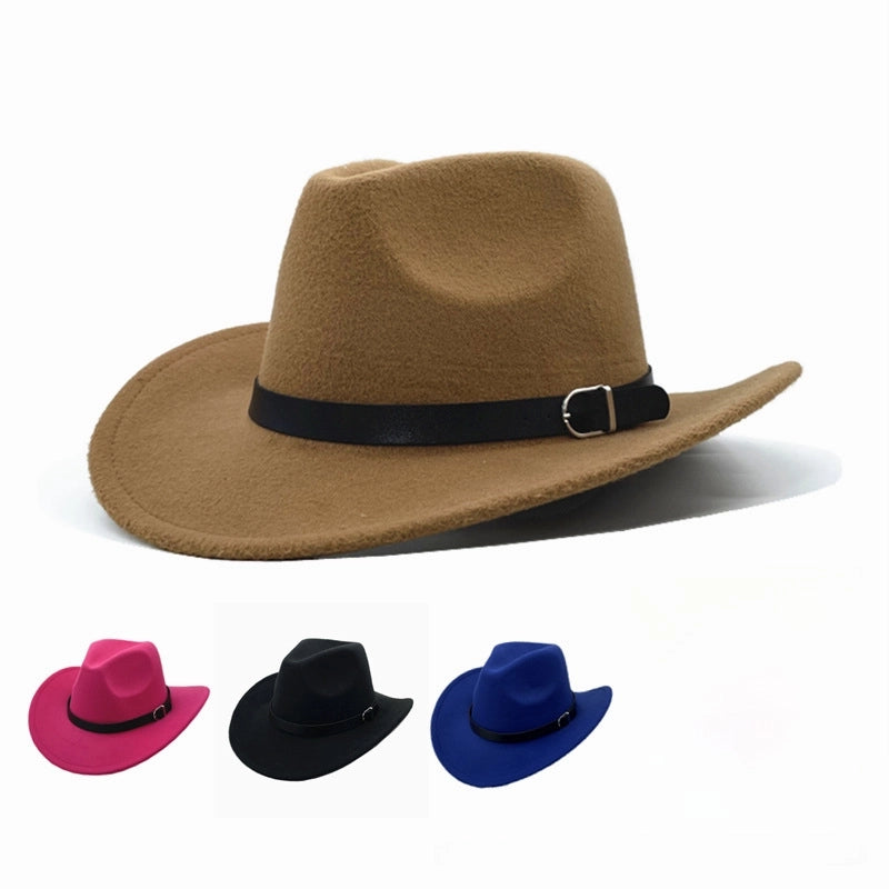 Felt Top Hat Curved Edge Classic Belt Buckle Panama Hat Gentleman Hat Sun Protection Sun Hat One-piece Delivery