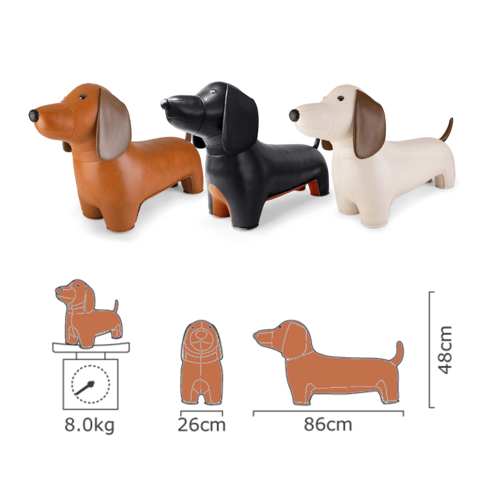 Zuny Large Teckel Animal Stool. wheat/brown