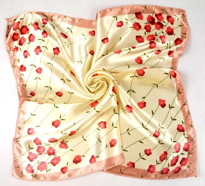 Women's Elegant Streetwear Polka Dots Flower Satin Printing Silk Scarf