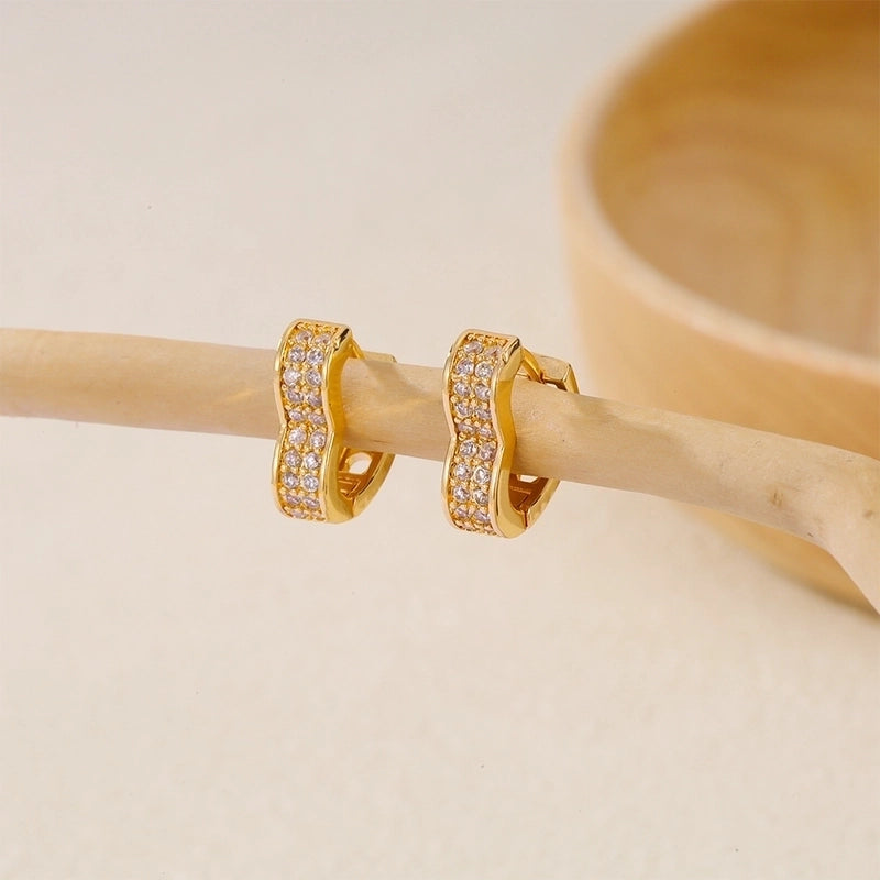 1 Piece IG Style Minimalist Geometric Inlay Copper Zircon Earrings