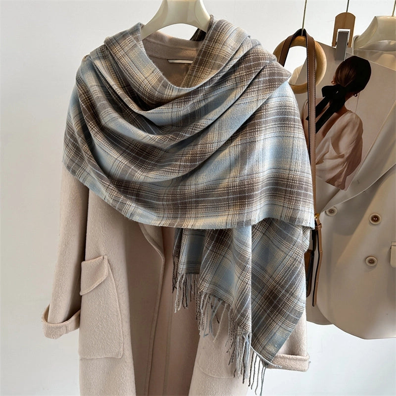 Women's Business Classic Style Color Block Imitation Cashmere Scarf