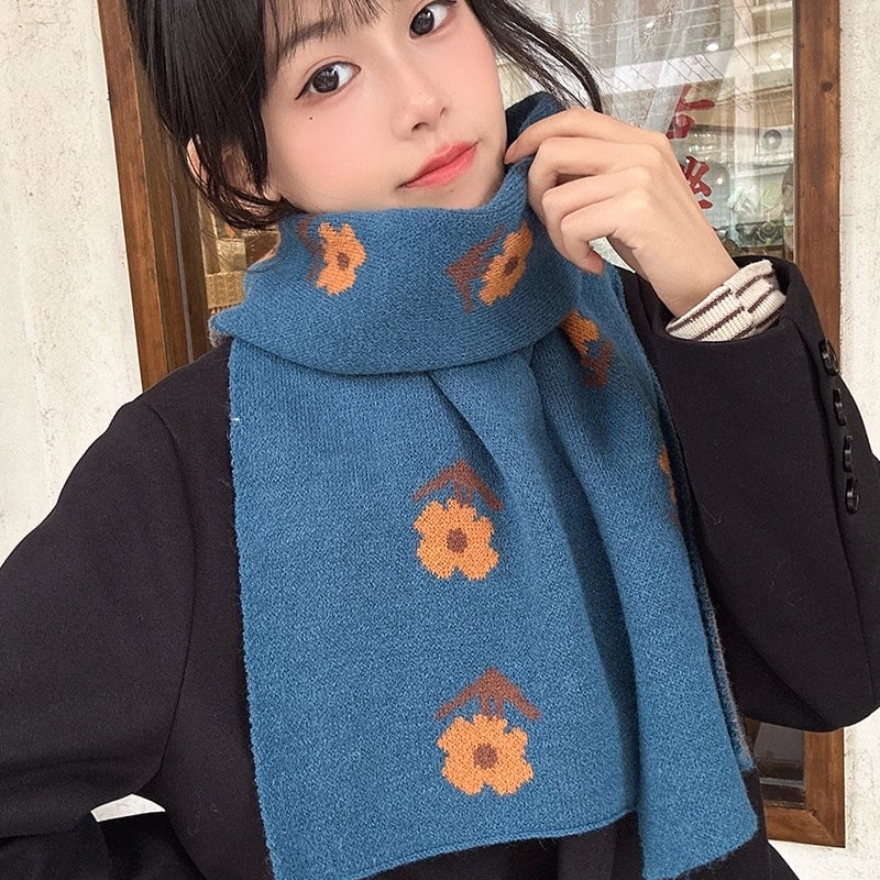 Women's Cute Sweet Flower Acrylic Scarf
