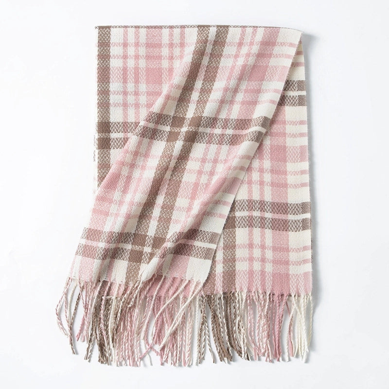 Women's Elegant Plaid Imitation Cashmere Tassel Scarf