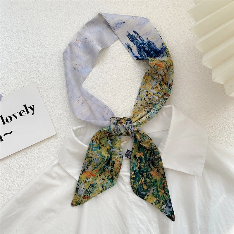Women's Sweet Oil Painting Polyester Silk Scarves